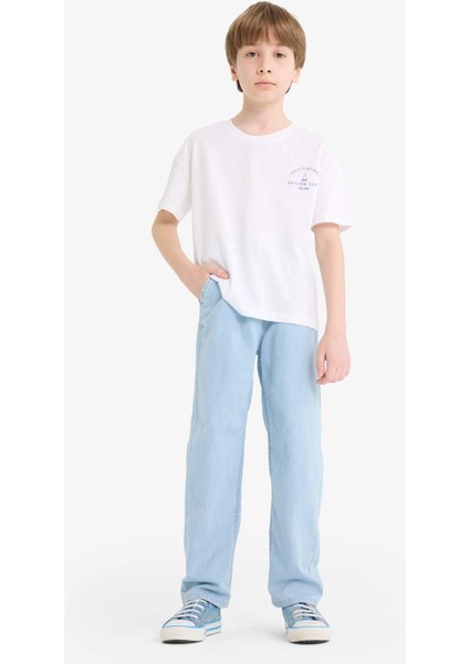 Erkek Çocuk Esnek Belli Düz Paça Jean Pantolon F6899A825SM