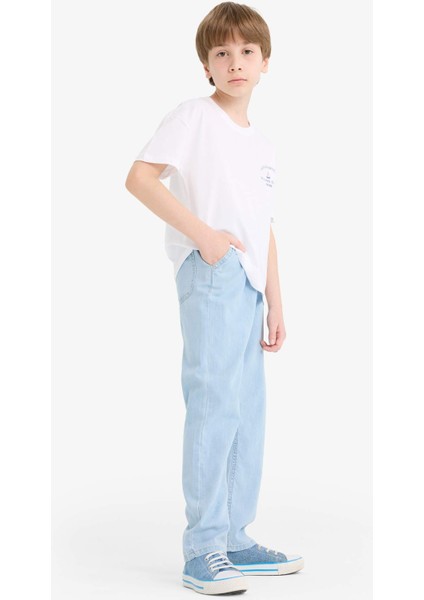 Erkek Çocuk Esnek Belli Düz Paça Jean Pantolon F6899A825SM