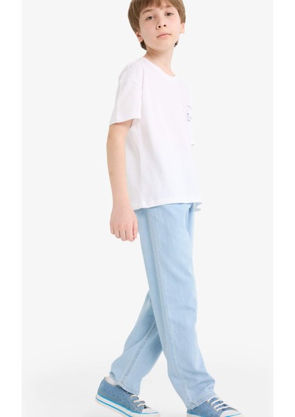 Erkek Çocuk Esnek Belli Düz Paça Jean Pantolon F6899A825SM