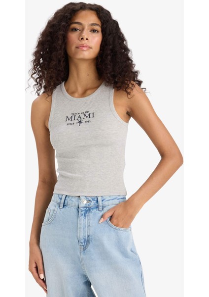 Slim Fit Dar Kesim Baskılı Halter Yaka Fitilli Kaşkorse Atlet F6240AX25HS modelleri
