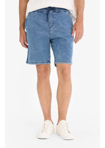 Regular Fit Beli Lastikli Rahat Kalıp Jean Bermuda Şort E4537AX25SM