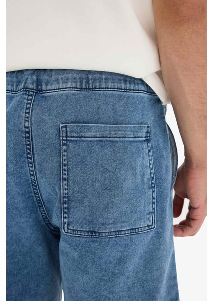Regular Fit Beli Lastikli Rahat Kalıp Jean Bermuda Şort E4537AX25SM