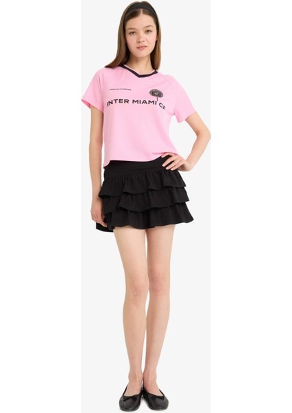 Coool Normal Bel Volanlı Penye Astar Penye Siyah Mini Etek F7179AX25SM modelleri