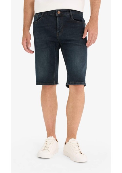 Slim Fit Dar Kesim Jean Bermuda Şort F4221AX25SM