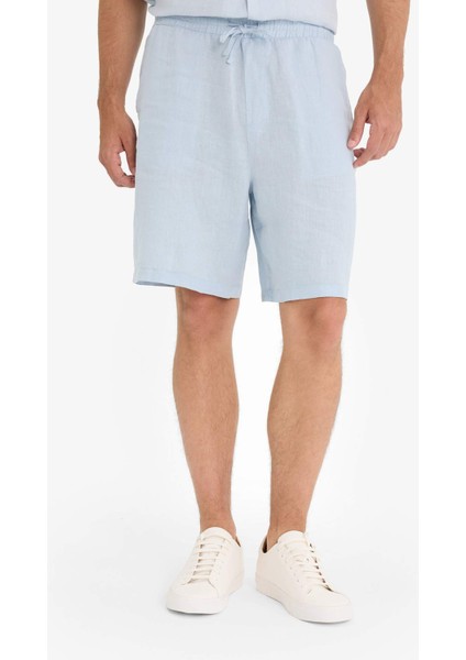 %100 Keten Relax Fit Bermuda Şort F4599AX25HS