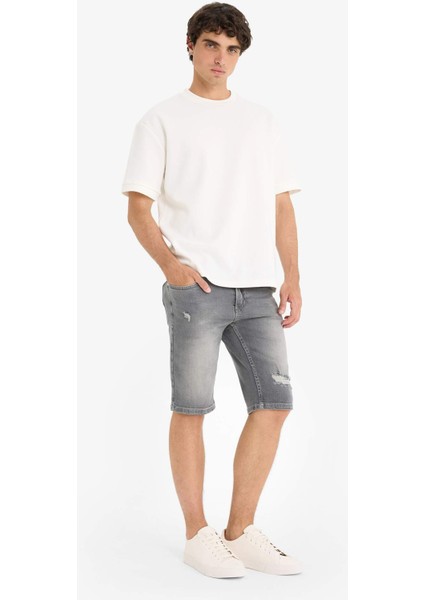 Slim Fit Dar Kesim Jean Bermuda Şort F4692AX25SM fiyatları