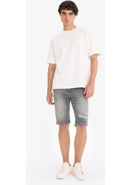 Slim Fit Dar Kesim Jean Bermuda Şort F4692AX25SM modelleri