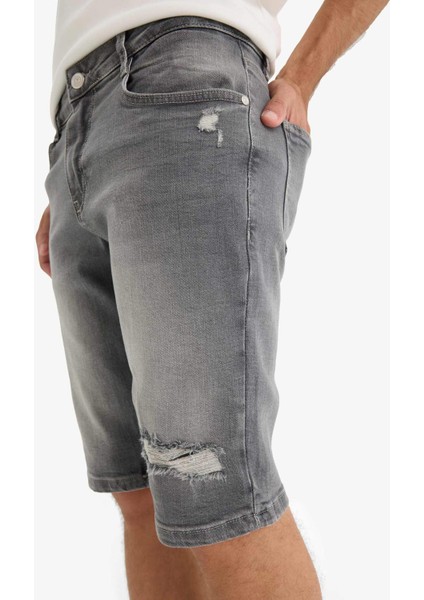 Slim Fit Dar Kesim Jean Bermuda Şort F4692AX25SM fırsatları