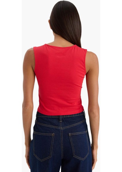 Regular Fit Basic Düz Bisiklet Yaka Kırmızı Atlet F3534AX25SM indirimleri