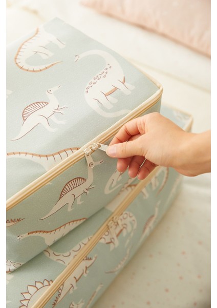 Yeşil Dinozor Desenli İki Parçalı Bebek ve Çocuk Yatak Takımı Seti fırsatları