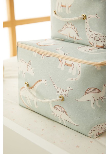 Yeşil Dinozor Desenli İki Parçalı Bebek ve Çocuk Yatak Takımı Seti