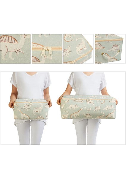 Yeşil Dinozor Desenli İki Parçalı Bebek ve Çocuk Yatak Takımı Seti