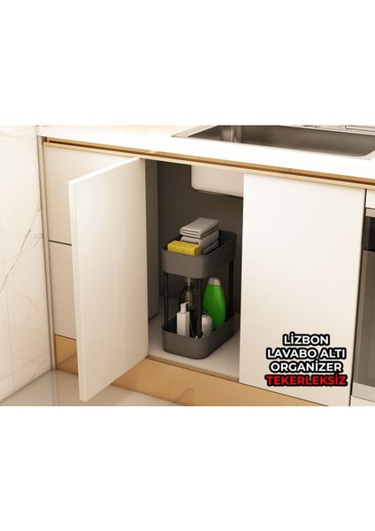 İki Katlı Çok Amaçlı Banyo ve Dolap Düzenleyici, 6 Parça, 35x26 cm, Antrasit fiyatları