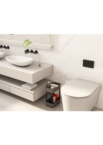 İki Katlı Çok Amaçlı Banyo ve Dolap Düzenleyici, 6 Parça, 35x26 cm, Antrasit modelleri