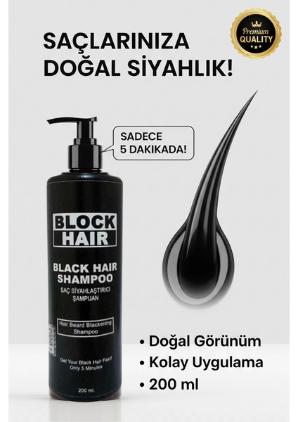 Black Hair Beyaz Saçları Siyahlaştıran Doğal Görünüm ve Anında Etkili Şampuan 200 ml