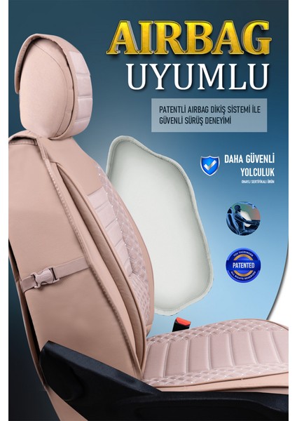 Toyota Verso Uyumlu 3 Tekli 5 Koltuklu Lüx Deri Oto Koltuk Kılıfı Ön Arka Takım Safir Bej indirimleri