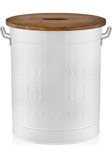 Şık Beyaz Çamaşır Sepeti, Prizma Tasarım, Metal, 54x43x35 cm, 60 L hacim