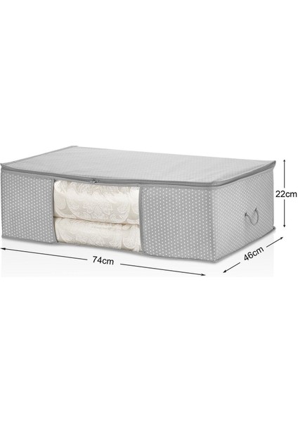 Gri Benekli Pencereli Mega Boy Baza Altı Hurç 74x46x22 cm, Nefes Alabilen Kumaş fiyatları