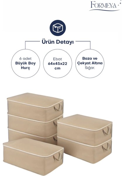 Kahverengi 6 adet yatak baza altı çok amaçlı hurç 64x45x22 cm