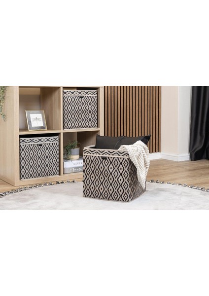 Kahverengi Çok Amaçlı Kapaklı Mini Raf ve Kutu Düzenleyici 28 x 28 cm