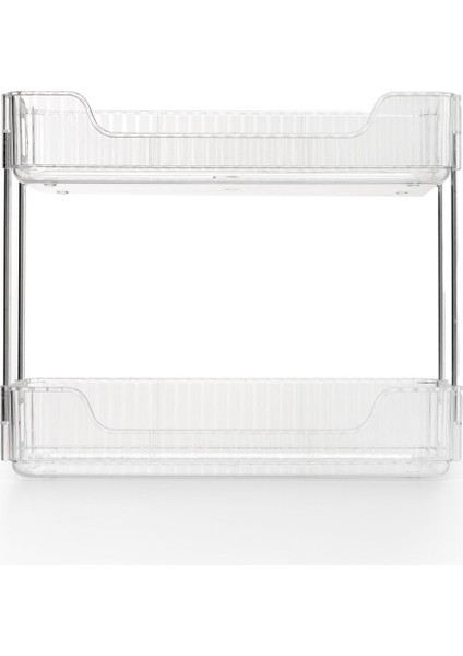 İki Katlı Şeffaf Kristal Makyaj ve Takı Organizeri, 6 Parça, Akrilik, Beyaz indirimleri