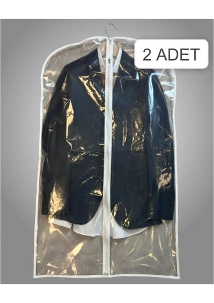 Şeffaf Takım Elbise Kılıfı 62x102 cm, Fileli, Askı Uyumlu, Beyaz
