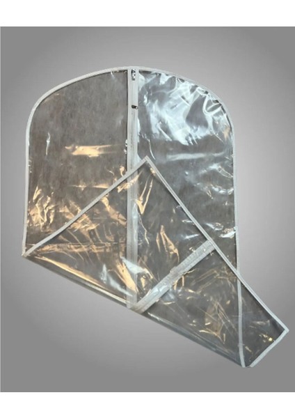 Şeffaf Takım Elbise Kılıfı 62x102 cm, Fileli, Askı Uyumlu, Beyaz