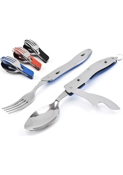 Taşınabilir Katlanabilir Kamp Çatal-Kaşık-Bıçak Seti - Çok Fonksiyonlu Açacaklı modelleri