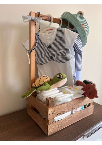 Dekoratif Ahşap Bebek Sepeti – 40 Uçurma Babyshower