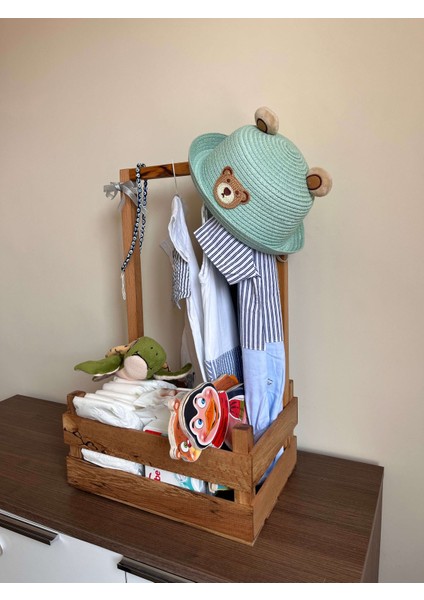Dekoratif Ahşap Bebek Sepeti – 40 Uçurma Babyshower modelleri