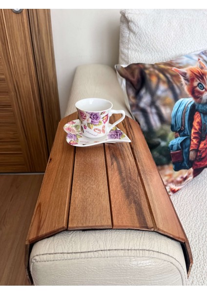 Koltuk Kenarı Katlanabilir Yan Sehpa – Portatif Ahşap Tepsi - 40X30
