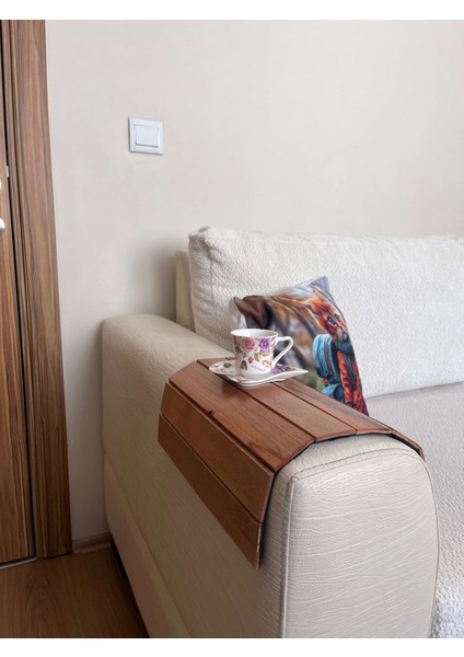 Koltuk Kenarı Katlanabilir Yan Sehpa – Portatif Ahşap Tepsi - 40X30