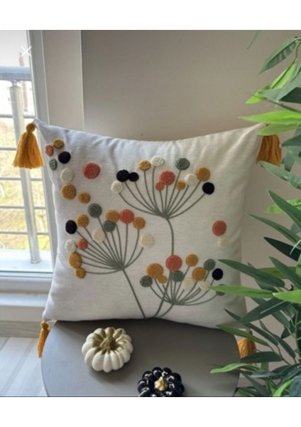 2'li Nakışlı Kırlent Kılıfı Ekru, Krem, Hardal, Sarı, Yeşil, Somon Renkler fiyatları