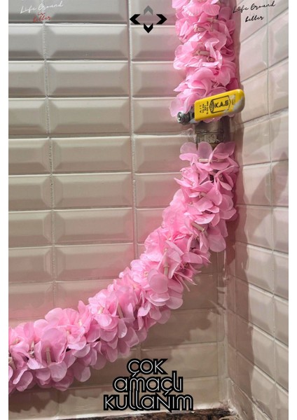 3 Metre Pembe Sarmaşık Yapay Asma Çiçek, Doğalgaz Borusu Gizleme & Dekorasyon