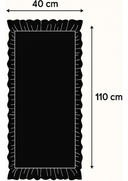 Şık siyah keten koşu bandı, 40x110 cm, dikdörtgen şekil, modern tasarım fırsatları