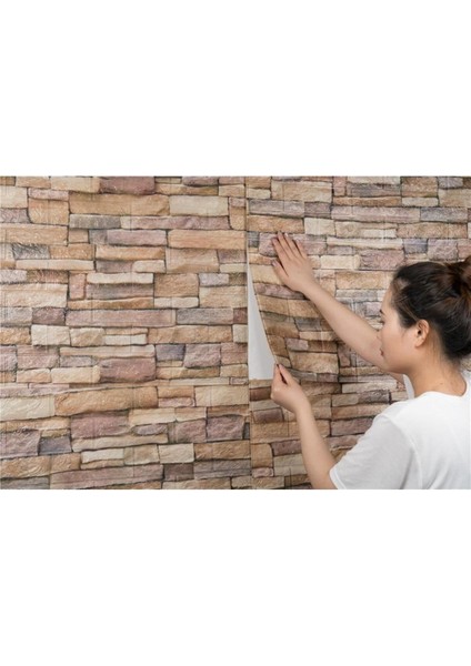 70x38cm Bej Esnek 3D Kendinden Yapışkanlı Duvar Paneli Mutfak için