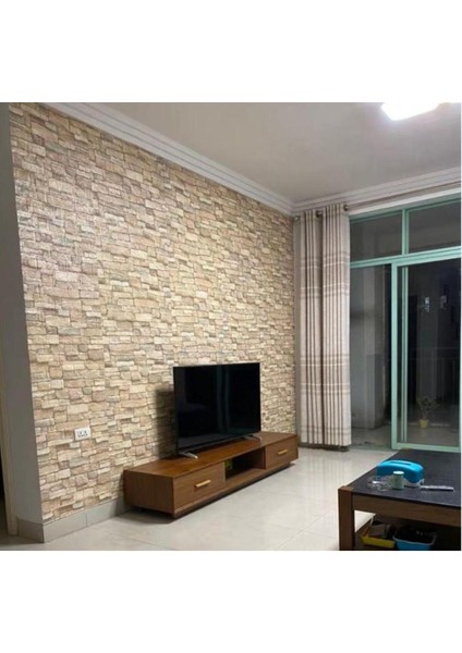 70x38cm Bej Esnek 3D Kendinden Yapışkanlı Duvar Paneli Mutfak için