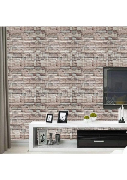 70x38cm Bej Esnek 3D Kendinden Yapışkanlı Duvar Paneli Mutfak için