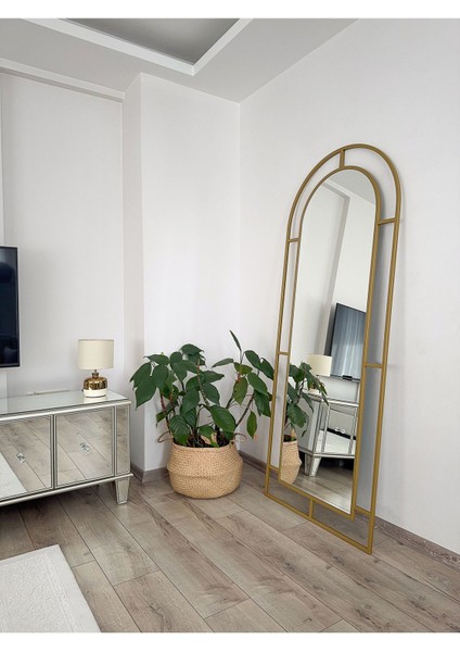 180x70 cm oval ayaklı metal büyük boy aynası, altın renk, şık ve dayanıklı tasarım fırsatları