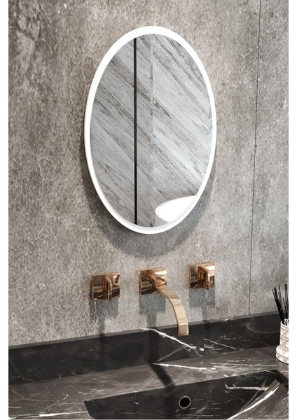 70x52 cm oval beyaz aynalı dekoratif, ahşap malzeme, çok yönlü kullanım için ideal fırsatları