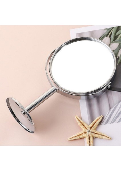 Beyaz Yuvarlak Çift Taraflı Mini Masa Aynası, Dekoratif ve Şık Makyaj Aynası