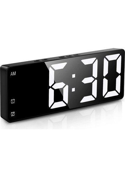 Aynalı Alarm Saat Takvimli Termometre LED Dijital Modern Masa Saati