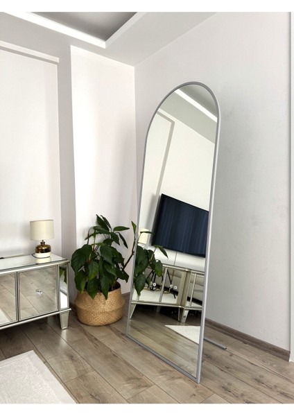 Gri Metal Çerçeveli Oval Ayaklı Büyük Boy Ayna 180x70 Cm fiyatları