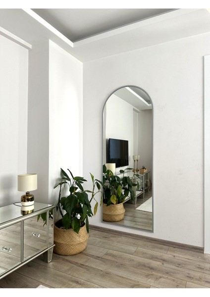 Gri Metal Çerçeveli Oval Ayaklı Büyük Boy Ayna 180x70 Cm indirimleri