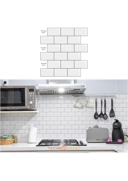 3D Kendinden Yapışkanlı 30x30cm Beyaz Seramik Görünümlü Duvar Sticker