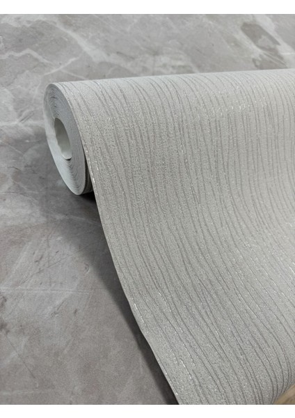 Gri Simli Duvar Kağıdı, 5 m², Tutkal Dahil, Düz Desenli, Şık Dekorasyon Malzemesi