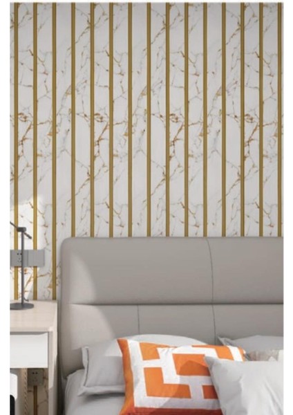 120x300cm Mermer Desenli Kendinden Yapışkanlı Duvar Paneli Klasik Beyaz