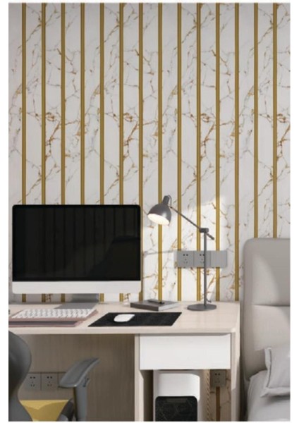 120x300cm Mermer Desenli Kendinden Yapışkanlı Duvar Paneli Klasik Beyaz