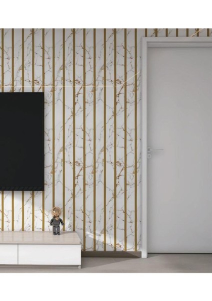120x300cm Mermer Desenli Kendinden Yapışkanlı Duvar Paneli Klasik Beyaz