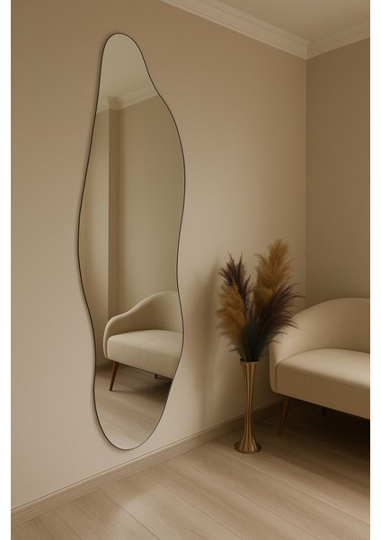 Asimetrik 60x160 cm gri boy aynası, şık ve modern dekoratif tasarım fırsatları